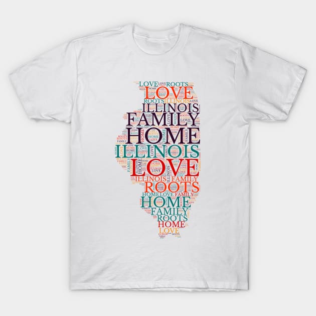 Illinois Home, Love, Roots and Family Map T-Shirt by maro_00